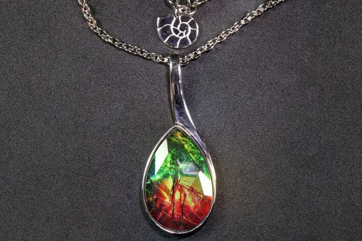 Stunning Ammolite Teardrop Pendant - Sterling Silver #271771